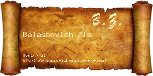 Balassovich Zia névjegykártya